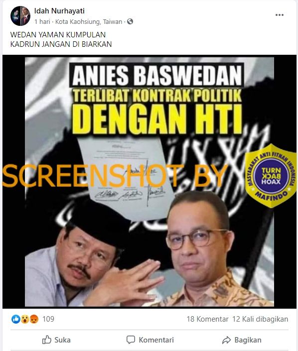 Fakta Anies Baswedan punya kontrak politik dengan HTI (Turnbackhoax.id)