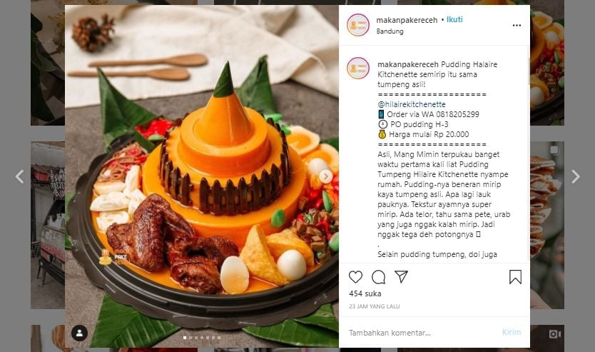 Kreasi Unik Pudding Tumpeng Lengkap dengan Ayam Goreng 