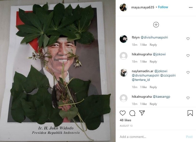 Foto Jokowi-Maruf diinjak-injak (IG/maya/maya635)