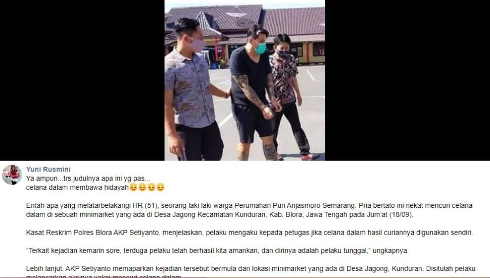 Drama kejar-kejaran pencuri celana dalam di minimarket (FB/yunirusmini)