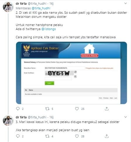 Identitas oknum dokter peras dan lecehkan penumpang dibongkar (Twitter/tirta_hudhi)