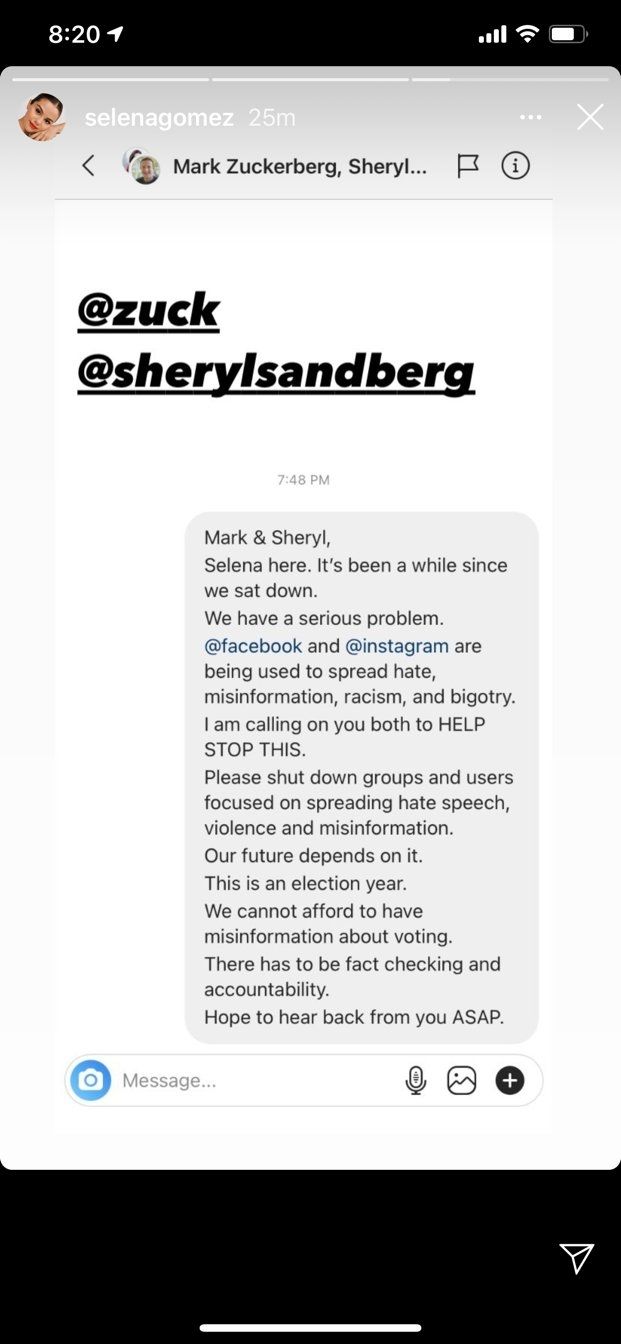 Selena Gomez marah di IG story (Tangkapan layar)