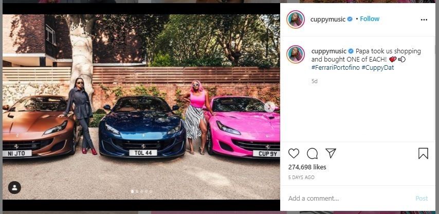 Pebisnis Nigeria Femi Otedola Beli Ferrari untuk Tiga Putrinya (instagram.com/cuppymusic)