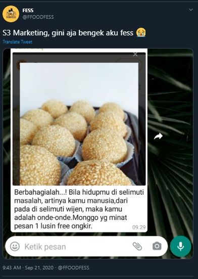 Saingi Odading, Penjual Onde-onde Punya Strategi Promosi Tak Kalah Nyentrik. (Twitter/@FFOODFESS)