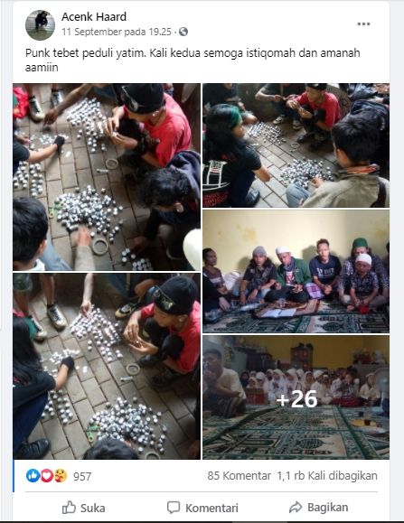 Anak Punk Tebet Kumpulkan Donasi Untuk Anak Yatim (Facebook Acenk Haard).