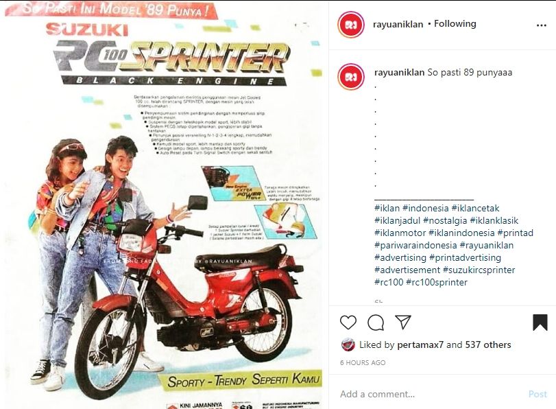 Menengok kembali Suzuki RC Sprinter. (Instagram)