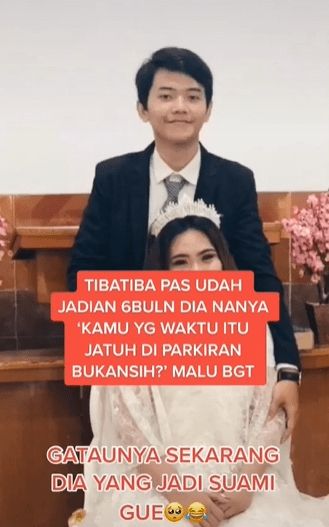 Menikah gegara jatuh dari motor (TikTok/viranmilen)