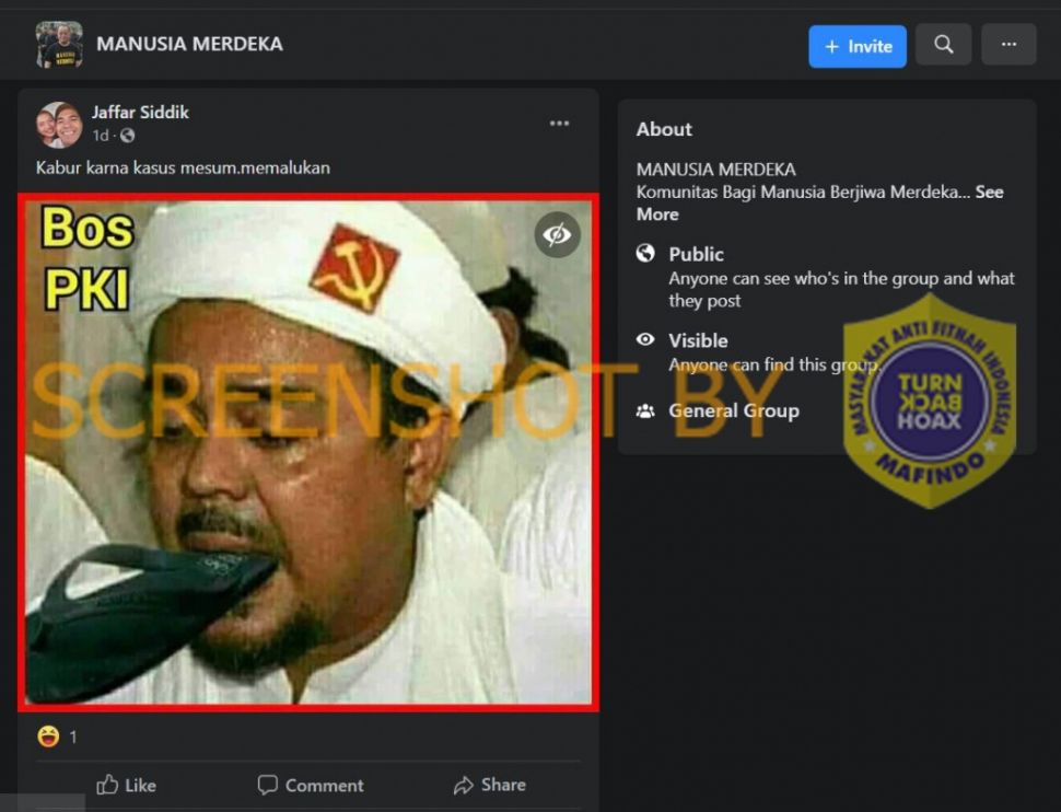 Fakta Habib Rizieq pakai sorban bergambar palu arit (Turnbackhoax.id)