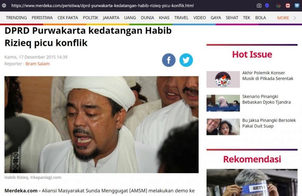 Fakta Habib Rizieq pakai sorban bergambar palu arit (Turnbackhoax.id)