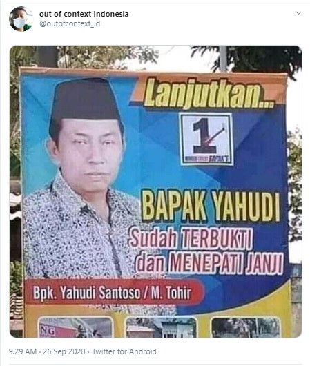 Baliho ajakan pilih bapak yahudi (Twitter/outofcontext_id)