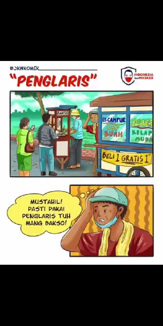 Tangkap layar akun Presiden Jokowi mengunggah video komik strip masker Penglaris. (Twitter @jokowi).