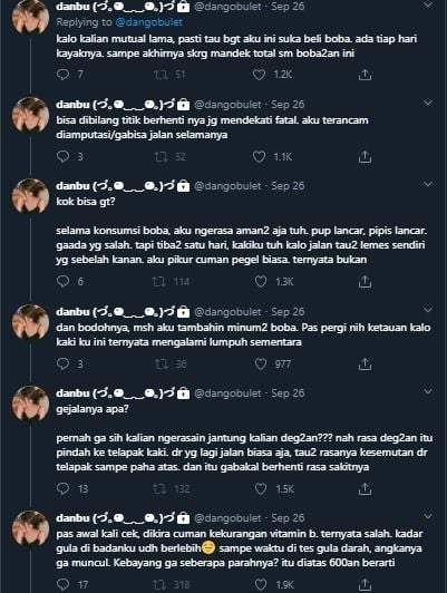 thread keseringan minum boba (Twitter @dango_bulet)