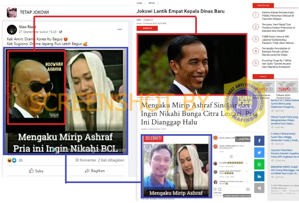 Fakta Jokowi mirip Ashraf dan ingin nikahi BCL (Turnbackhoax.id)