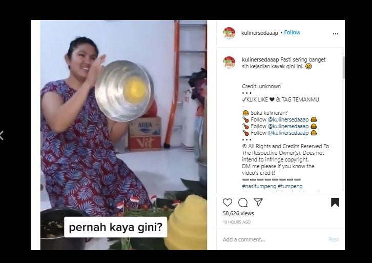 Alamak! Niat Buat Tumpeng Nasi Kuning, Ending Video Ini Berakhir Ngenes. (Instagram/@kulinersedaaap)