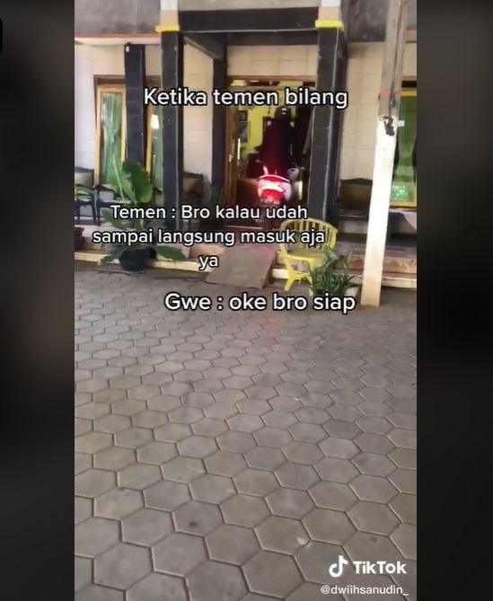 Lelaki Bikin Video Sentilaan Momen saat Kawan Datang ke Rumah (TikTol/@dwiihsanudin_).