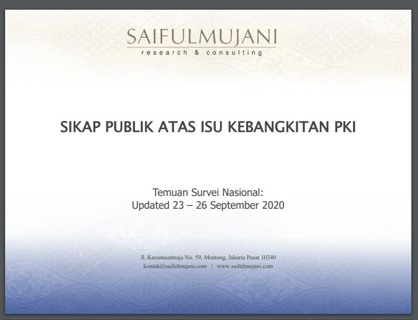 Sikap Publik Atas Isu Kebangkitan PKI Survei SMRC (Doc: SMRC).