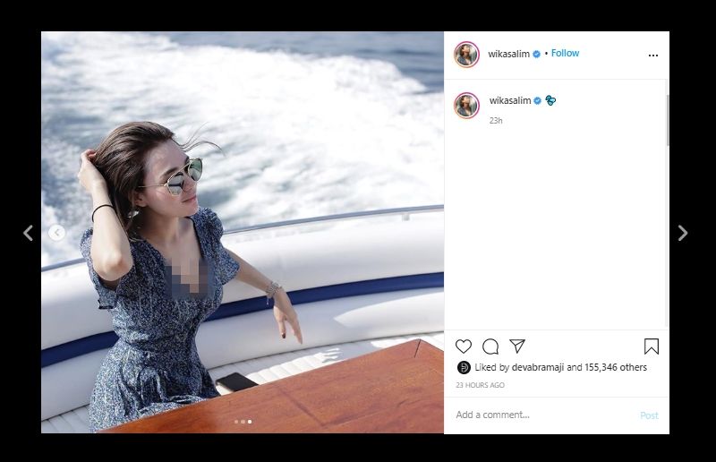 Wika Salim Unggah Foto Liburan Seorang Diri, Warganet Malah Salfok ke Sini. (Instagram@wikasalim)