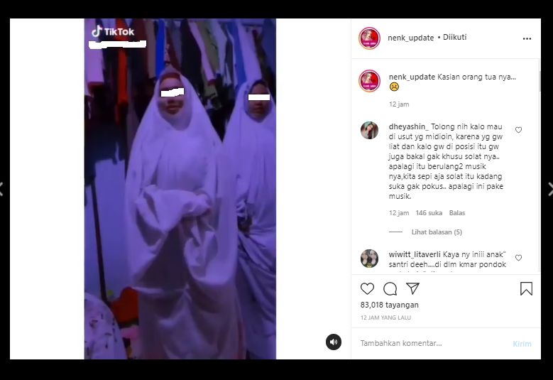 Viral Video Wanita Disebut Melecehkan Ibadah Salat (Instagram/@nenk_update).