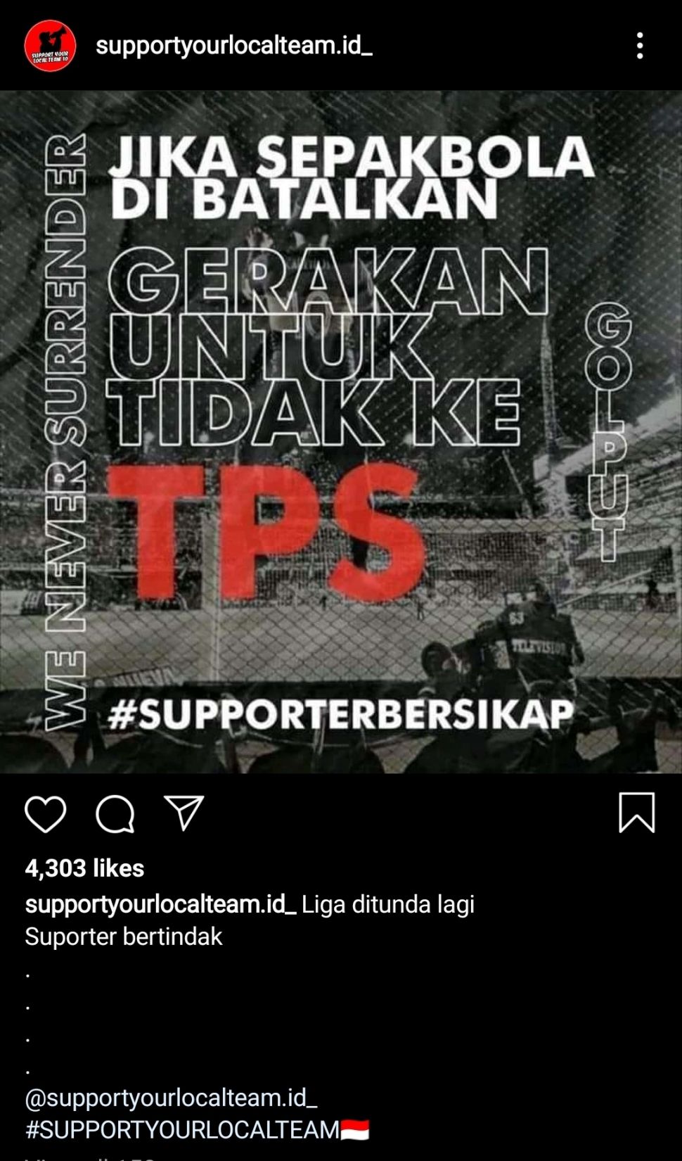 Viral Gerakan Golput Jika Liga 1 Terus Dibatalkan.