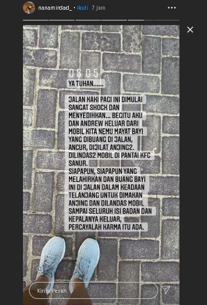 Kronologi Nana Mirdad temukan bayi di jalanan Sanur. (Instagram/@nanamirdad)