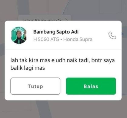 Viral Pengemudi Ojol Tak Sadar Meninggalkan Customernya (Twitter/@outofcontext.id).