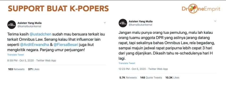 K-popers tolak UU Cipta Kerja (Twitter/ismailfahmi)