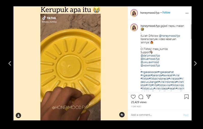Curhat Mau Makan Kerupuk, Pas Dibuka Isi Toplesnya Malah Bikin Merinding. (Instagram/Honeymood.fyp)