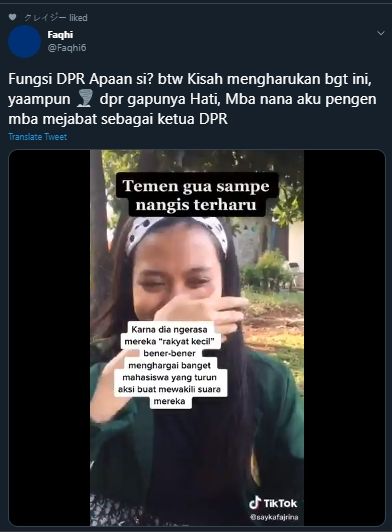 Kisah Haru Mahasiswi Dapat Es Cokelat, Sempat Disangka Ikut Turun Demo. (Twitter/@faqih6)