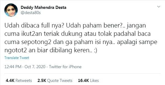 Unggahan Desta [Twitter/@desta80s]