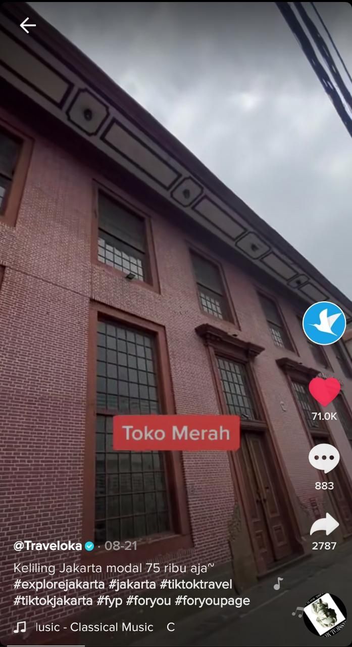 Toko Merah Kota Tua Jakarta (TikTok @traveloka)