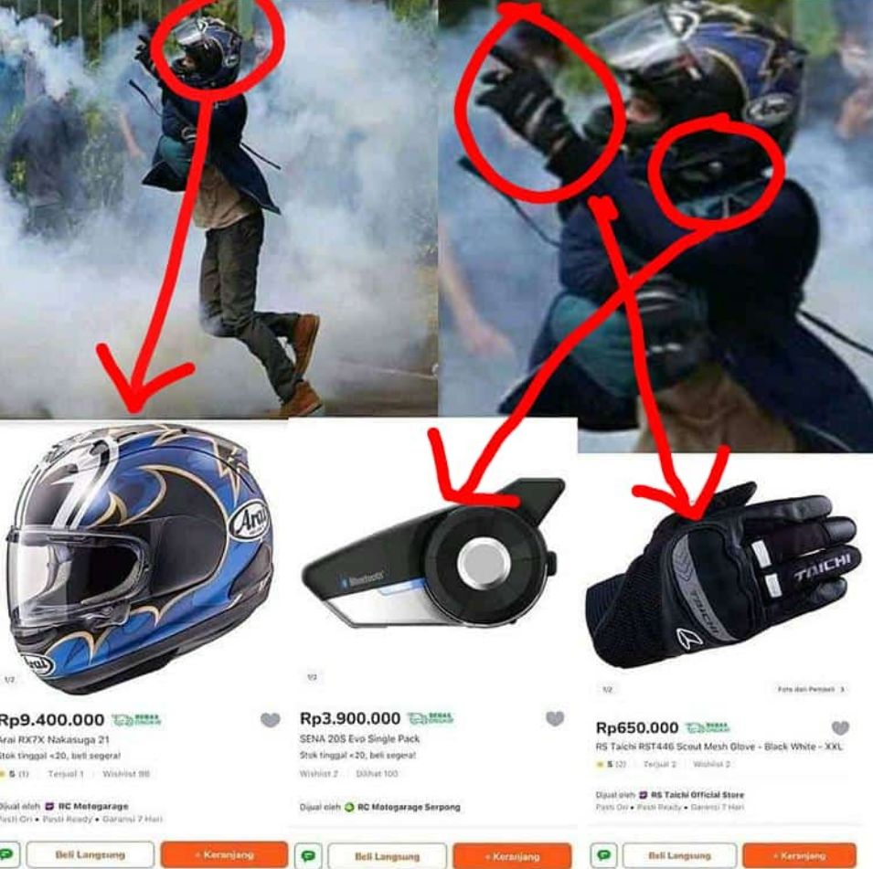 Potret pendemo bikin salah fokus. (Twitter/@PenjahatGunung)