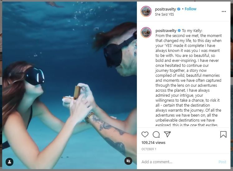 Influencer Melamar Kekasih di Bawah Laut (instagram.com/positravelty)