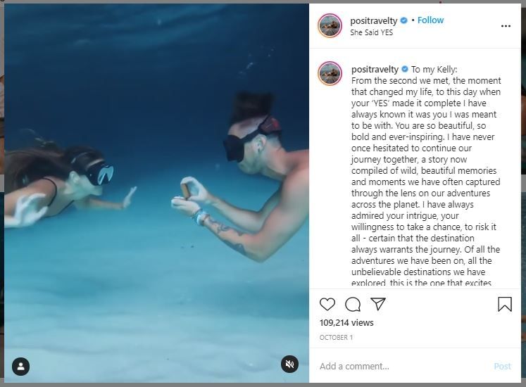 Influencer Melamar Kekasih di Bawah Laut (instagram.com/positravelty)