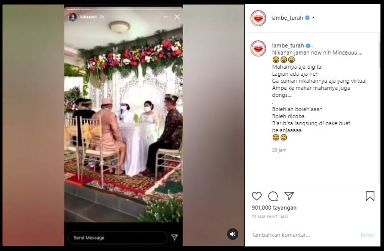 Viral Video Pernikahan Zaman Now, Maharnya Gopay 10 juta (Instagram/@lambe_turah).