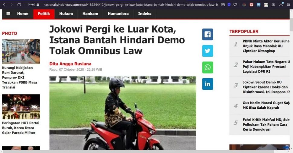 Fakta Jokowi kabur saat didemo (Turnbackhoax.id)