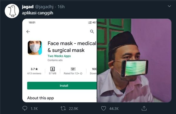 Viral Aplikasi Masker Online (Twitter/@jagadhj).