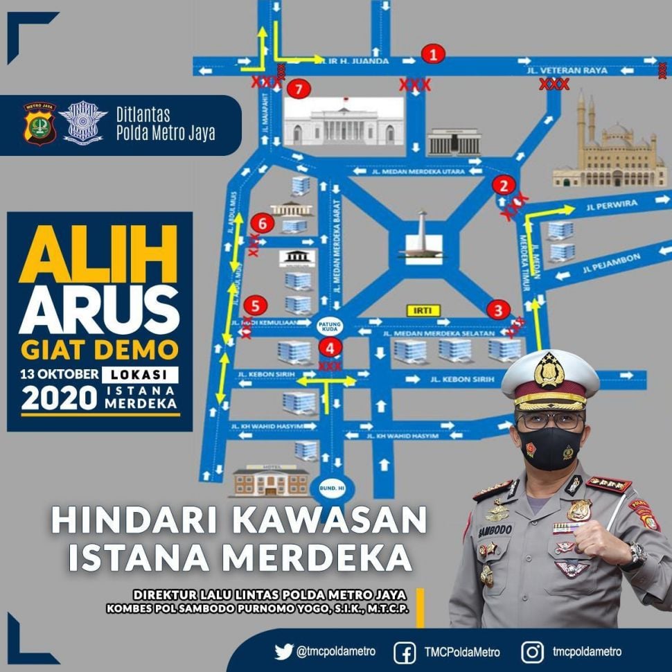 Pengalihan arus kegiatan demo hari ini [Dilantas Polda Metro Jaya].