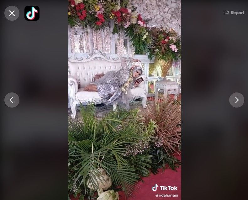 viral pengantin pria ngopi, pengantin wanita rebahan di pelaminan (Tiktok)