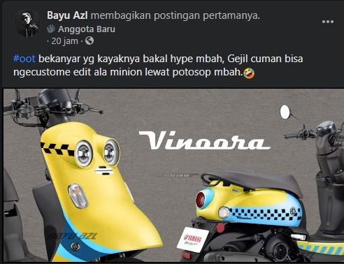 Motor matik Yamaha Vinora jadi bahan bullyan. (Facebook)