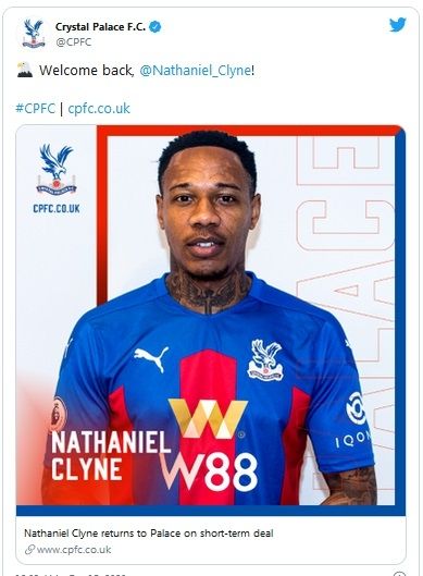 Nathaniel Clyne resmi berseragam Crystal Palace. [Twitter@CPFC]