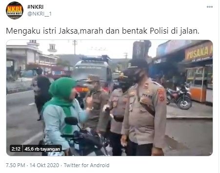 Viral wanita ngamuk ditilang ngaku istri jaksa (Twitter/nkri_1)