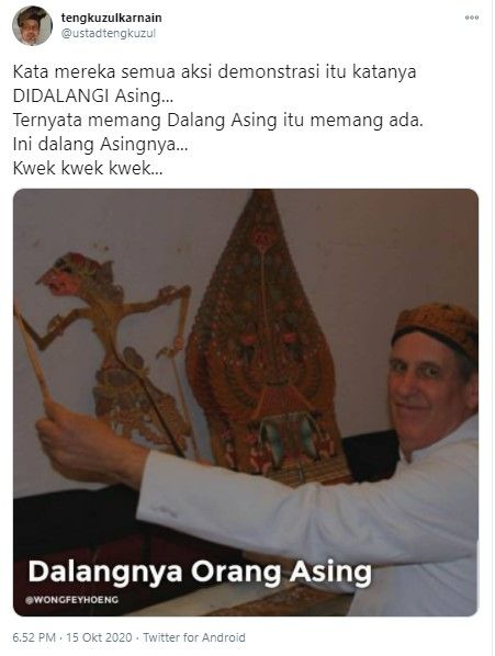 Tengku Zul buktikan keberadaan dalang asing (Twitter/ustaztengkuzul)