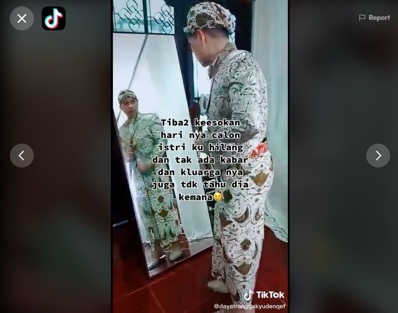 Viral kisah calon istri kawin lari dengan teman sendiri. (Tiktok/@dayatranggakyudenqef)