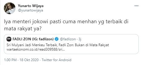 Yunarto Wijaya sindir Fadli Zon soal Sri Mulyani jadi menkeu terbaik (Twitter/yunartowijaya)