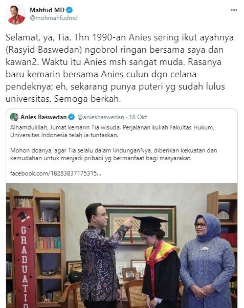 Mahfud MD sebut Anies culun (Twitter/mohmahfudmd)