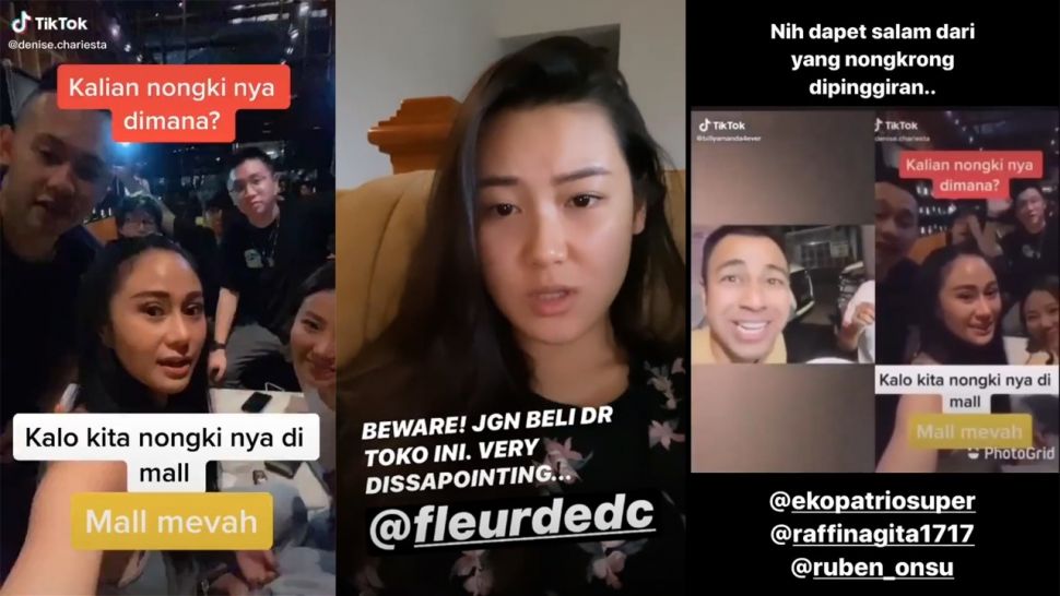 Muda-mudi ngaku tajir, unggahan Karen Vendela dan Denny Cagur (Kolase foto/Twitter/@rakyatjelataTV)