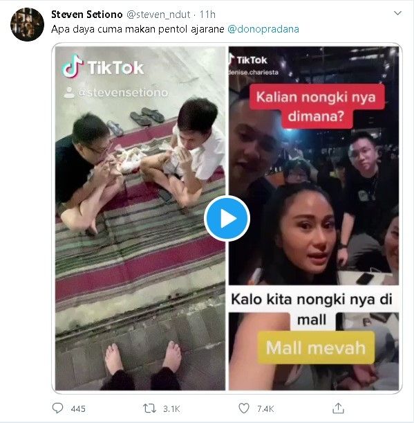 Crazy Rich Surabaya buat duet video TikTok orang kaya nongkrong di mal - (Twitter/@steven_ndut)