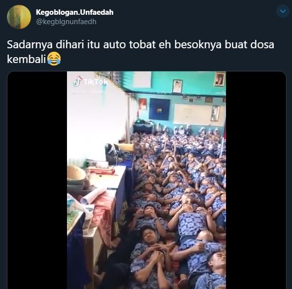 video nangis massal jelang UN. (Twitter/@kegblgnunfaedh)