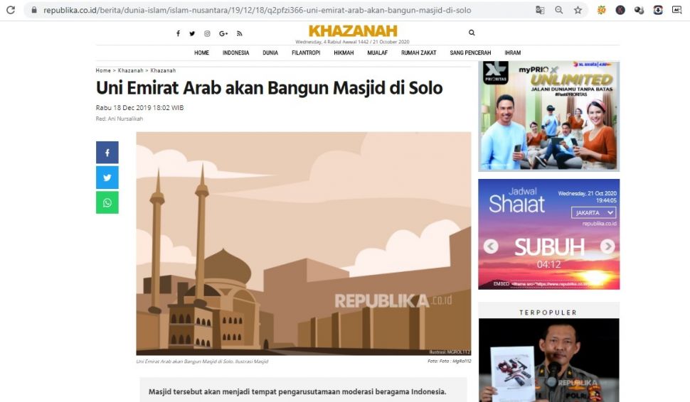 Fakta UEA bangun masjid di Solo demi Jokowi (Turnbackhoax.id)