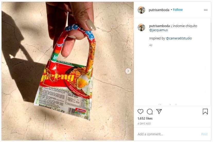 Item Fashion dari Bungkus Indomie (instagram.com/putrisamboda)